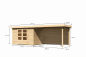 Preview: Gartenhaus Askola 4  mit 280cm Anbaudach + Rückwand