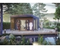 Preview: Gartenhaus SKAN HOLZ Tokio 4 mit Fußboden 402x402 cm doppelschalig grau