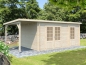 Preview: Palmako Blockbohlenhaus Ella 13,1+3,9 m² 28 mm naturbelassen