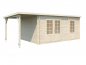 Preview: Palmako Blockbohlenhaus Ella 13,1+3,9 m² 28 mm naturbelassen