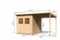 Preview: Karibu Gartenhaus Glücksburg 3 seidengrau mit Anbaudach 19 mm