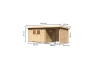 Preview: Gartenhaus Torgau 3 mit Anbaudach 230cm + Rückwand+Seitenwand in 40mm