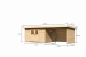 Preview: Gartenhaus Torgau 4 mit Anbaudach 330cm + Rückwand+Seitenwand in 40mm