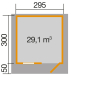 Preview: Weka 28 mm Gartenhaus 170 mit Vordach (50 cm) Grösse 3