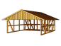 Preview: Fachwerk-Doppel Carport mit Dachschalung und Abstellraum 3 B 684 x T 772cm
