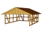 Preview: Fachwerk-Doppel Carport mit Dachschalung B 684 x T 772cm