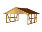 Preview: Fachwerk-Doppel Carport mit Dachschalung B 684 x T 600cm