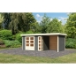 Preview: Karibu Woodfeeling Gartenhaus Kerko 3/4 mit 240 cm Schleppdach/Seiten- und Rückwand