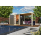 Preview: Karibu Gartenhaus Qubic 1 und 240 cm Anbaudachdach