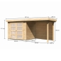 Preview: Karibu Gartenhaus Gerätehaus Mühlendorf 3 mit 240 cm Schleppdach + Rückwand - 19 mm