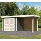 Preview: Karibu Gartenhaus Gerätehaus Mühlendorf 3 mit 240 cm Schleppdach + Rückwand - 19 mm