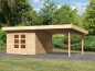 Preview: Karibu Gartenhaus Northeim 4 natur mit Anbaudach 3,30m