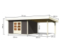 Preview: Karibu Gartenhaus Northeim 4 terragrau mit Anbaudach 3,30m
