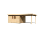 Preview: Karibu Gartenhaus Torgau 4 natur mit Anbaudach 3 m
