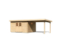 Preview: Karibu Gartenhaus Torgau 5 natur mit Anbaudach 3 m