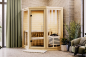 Preview: Karibu Sauna Yuma - Massivholzsauna mit Eckeinstieg 38 mm