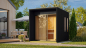 Preview: Karibu Design Saunahaus Catalina Blackline mit Vorraum - 73 mm in Schwarz oder Natur