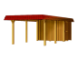 Preview: Skanholz Leimholz-Einzel-Carport Wendland 362 x 870cm mit Abstellraum