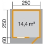 Preview: Weka Gartenhaus Premium28FT mit Vordach 60 cm 250x250