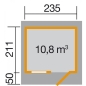 Preview: Weka 28 mm Gartenhaus 170 mit Vordach (50 cm) 3 Grössen