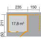 Preview: Weka 28 mm Gartenhaus Typ 170 A mit Holzlagerplatz in 3 Grössen
