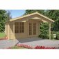 Preview: Skanholz Blockbohlenhaus STAVANGER 45 mm mit 80 cm Vordach
