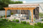 Preview: Terrassenüberdachung Verona 648 x 239 cm, Leimholz, natur + 4 Lasuren nach Wahl