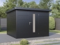 Preview: Finnhaus Wolff Metall-Gartenhaus Hakon 3030 - Elementhaus - Geräteschuppen - Flachdach - anthrazit
