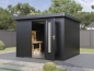Preview: Finnhaus Wolff Metall-Gartenhaus Hakon 3030 - Elementhaus - Geräteschuppen - Flachdach - anthrazit