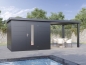 Preview: Finnhaus Wolff Metall-Gartenhaus Thorin 6024 + 3m Anbaudach - Elementhaus - Geräteschuppen - Flachdach - anthrazit