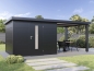 Preview: Finnhaus Wolff Metall-Gartenhaus Thorin 6030 + 3m Anbaudach - Elementhaus - Geräteschuppen - Flachdach - anthrazit