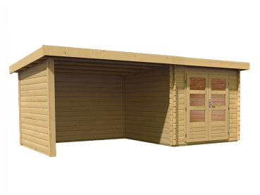 Preview: Woodfeeling Blockbohlenhaus Bastrup 4 mit Schleppdach Rück- und Seitenwand