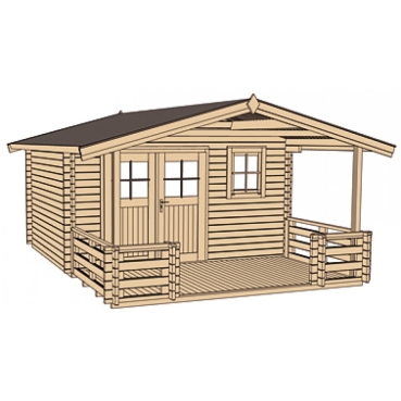 Weka 28 mm Gartenhaus 111 B mit Vordach und Terrasse (200 cm)