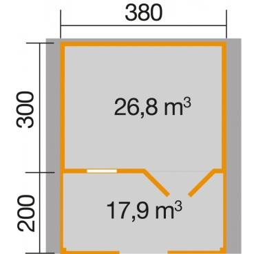 Weka 28 mm Gartenhaus 111 B mit Vordach und Terrasse (200 cm)