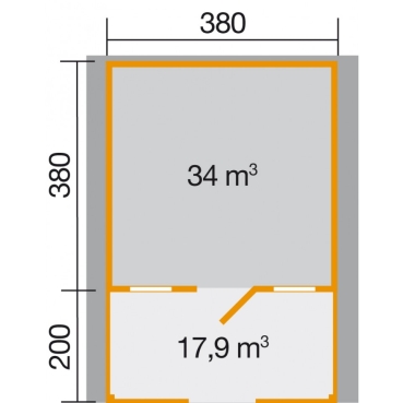 Weka 28 mm Gartenhaus 111 B mit Vordach und Terrasse (200 cm)