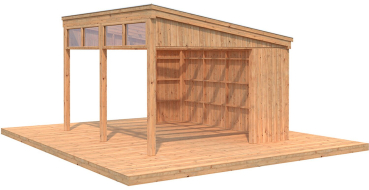 Palmako Pavillon Nova 13,0 m² Kit Natur Unbehandelt 502 cm x 396 cm