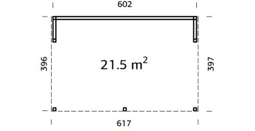 Palmako Pavillon Nova 21,5 m² Kit Natur Unbehandelt 602 cm x 396 cm