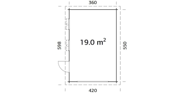 Preview: PALMAKO Garage Rasmus 19,0 m² ohne Tor 44 mm naturbelassen