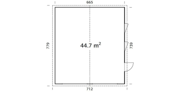 Preview: Palmako Garage Andre 44,7 m² ohne Tor Unbehandelt 665 cm x 739 cm
