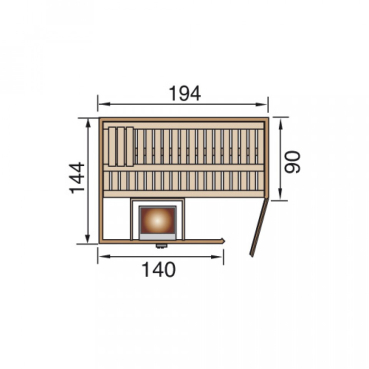 Weka Elementsauna Varberg 1 mit Eckeinstieg und Holztür - 68 mm