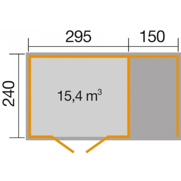 Preview: Weka Gartenhaus 179 A inkl. 150 cm Anbau - 28 mm in zwei Grössen