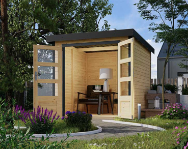 Karibu Hybrid-Gartenhaus Jupiter 2 A - 19mm Elementhaus - Geräteschuppen - Pultdach - natur/anthrazit