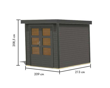 Preview: Karibu Hybrid-Gartenhaus Jupiter 2 B - 19mm Elementhaus - Geräteschuppen - Pultdach - terragrau/anthrazit