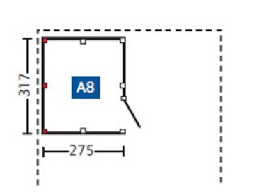 Abstellraum A8 275x317cm für Durchfahrtsbreite bis 550cm