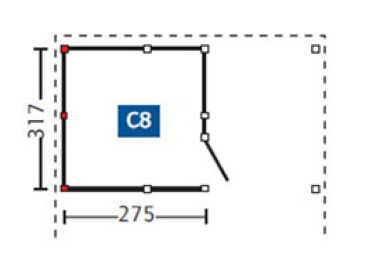 Abstellraum C8 275x317cm für Durchfahrtsbreite bis 550cm