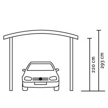 Preview: Design-Einzel-Carport Bogendach Typ Franken 376 x 969cm