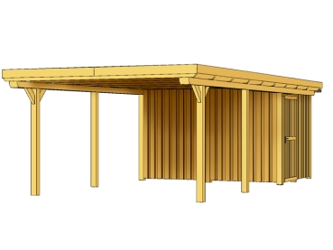 Preview: Skanholz Leimholz-Einzel-Carport Emsland 404 x 846cm mit Abstellraum