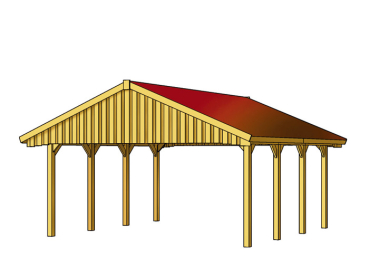 Preview: Satteldach-Doppel-Carport ca. B:620 x T:600cm mit Dachschalung