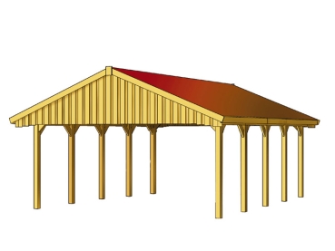Preview: Satteldach-Doppel-Carport ca. B:620 x T:750cm mit Dachschalung