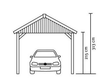 Preview: Satteldach-Einzel-Carport ca. B:380 x T:900cm mit Dachschalung